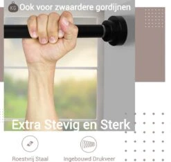 Qproducts Gordijnroede Zonder Boren - 65 Tot 100 Cm - Uitschuifbaar Douchegordijnstang - Uitschuifbare Klemstang - Metaal Zwart -Merkloos Verkoop 1200x1138 7