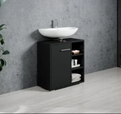 Badplaats Wastafel Onderkast Neptunus 60 Cm X 30 Cm X 60 Cm - Zwart - Badkamerkast – Staand Wastafelmeubel -Merkloos Verkoop 1200x1138 8