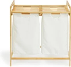 Lifa Bathing Bamboe Rek Met Wasmanden - Polyester En Bamboe - Uitschuifbare Opbermanden Met Deksel - Wassorteerbak 60 Liter - 2 Vakken - Voor Badkamer, Slaapkamer En Wasruimte - 73 X 64 X 33 Cm -Merkloos Verkoop 1200x1139 2