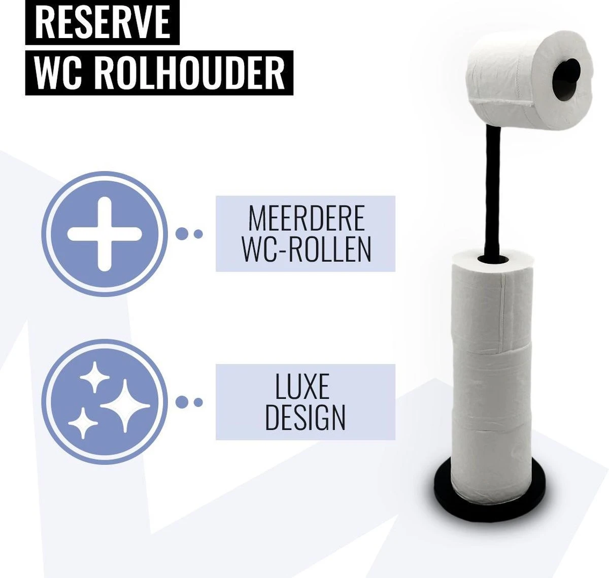 MM Brands WC Rolhouder - Toiletrol Houder Staand - WC Papier Rollenhouder Zonder Boren - Zwart 5 MM Brands WC Rolhouder - Toiletrol Houder Staand - WC Papier Rollenhouder Zonder Boren - Zwart - Afbeelding 5