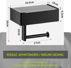 1FORME | Toiletrolhouder | WC-rolhouder | Met Plankje / Plateau | Met Opbergvak Vochtige Doekjes | RVS Zwart | Met Of Zonder Boren | -Merkloos Verkoop 1200x1141