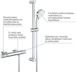 GROHE Grohtherm-1000 Performance Renovatieset - Met Thermostaatkraan, Koppelingen, Glijstang En Hoofddouche - CoolTouch - Chroom -Merkloos Verkoop 1200x1142 4