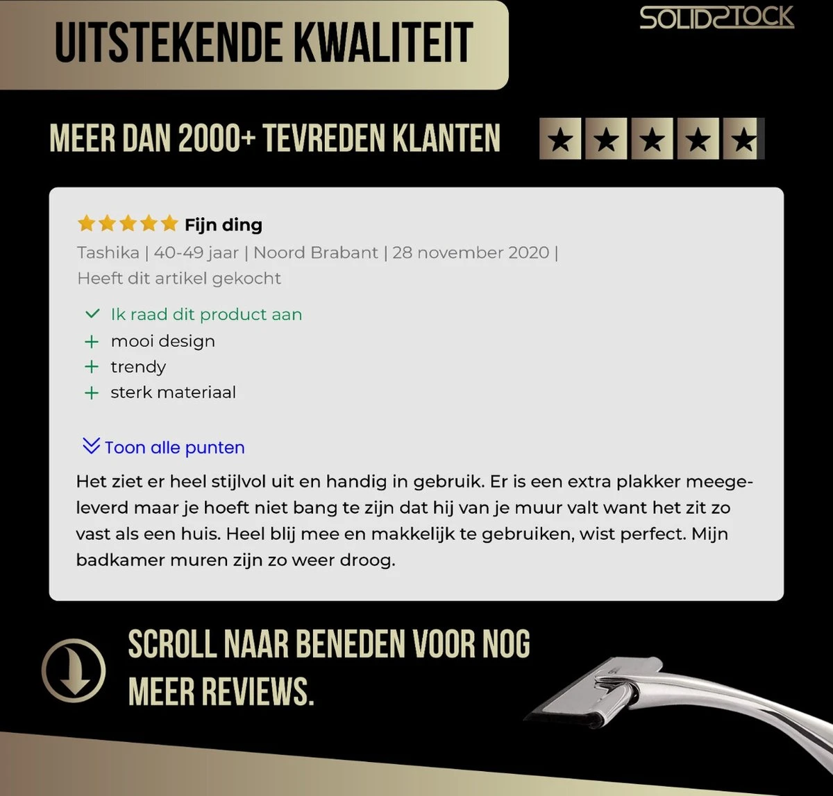 Douchewisser Rvs - Luxe Trekker Douche - Raamwisser Met Ophanghaak - Douchetrekker - Niet Boren - Chroom 9 Douchewisser Rvs - Luxe Trekker Douche - Raamwisser Met Ophanghaak - Douchetrekker - Niet Boren - Chroom - Afbeelding 9