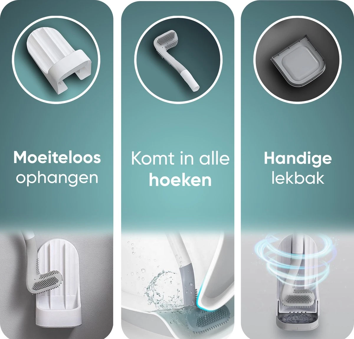Bradey Toiletborstel Siliconen - WC Borstel Met Houder - Optimale Hygiëne - Golfclub-vorm - Komt In Alle Hoeken 6 Bradey Toiletborstel Siliconen - WC Borstel Met Houder - Optimale Hygiëne - Golfclub-vorm - Komt In Alle Hoeken - Afbeelding 6