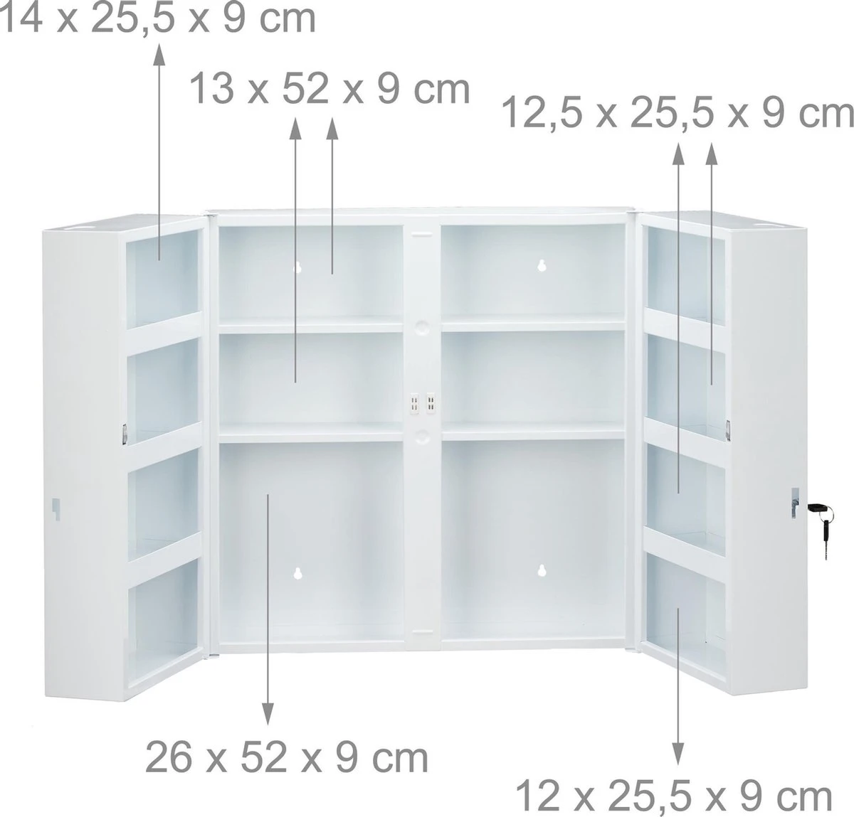 Relaxdays Medicijnkastje Afsluitbaar - Medicatiekastje - Badkamerkast Medicijnen - Wit 6 Relaxdays Medicijnkastje Afsluitbaar - Medicatiekastje - Badkamerkast Medicijnen - Wit - Afbeelding 6