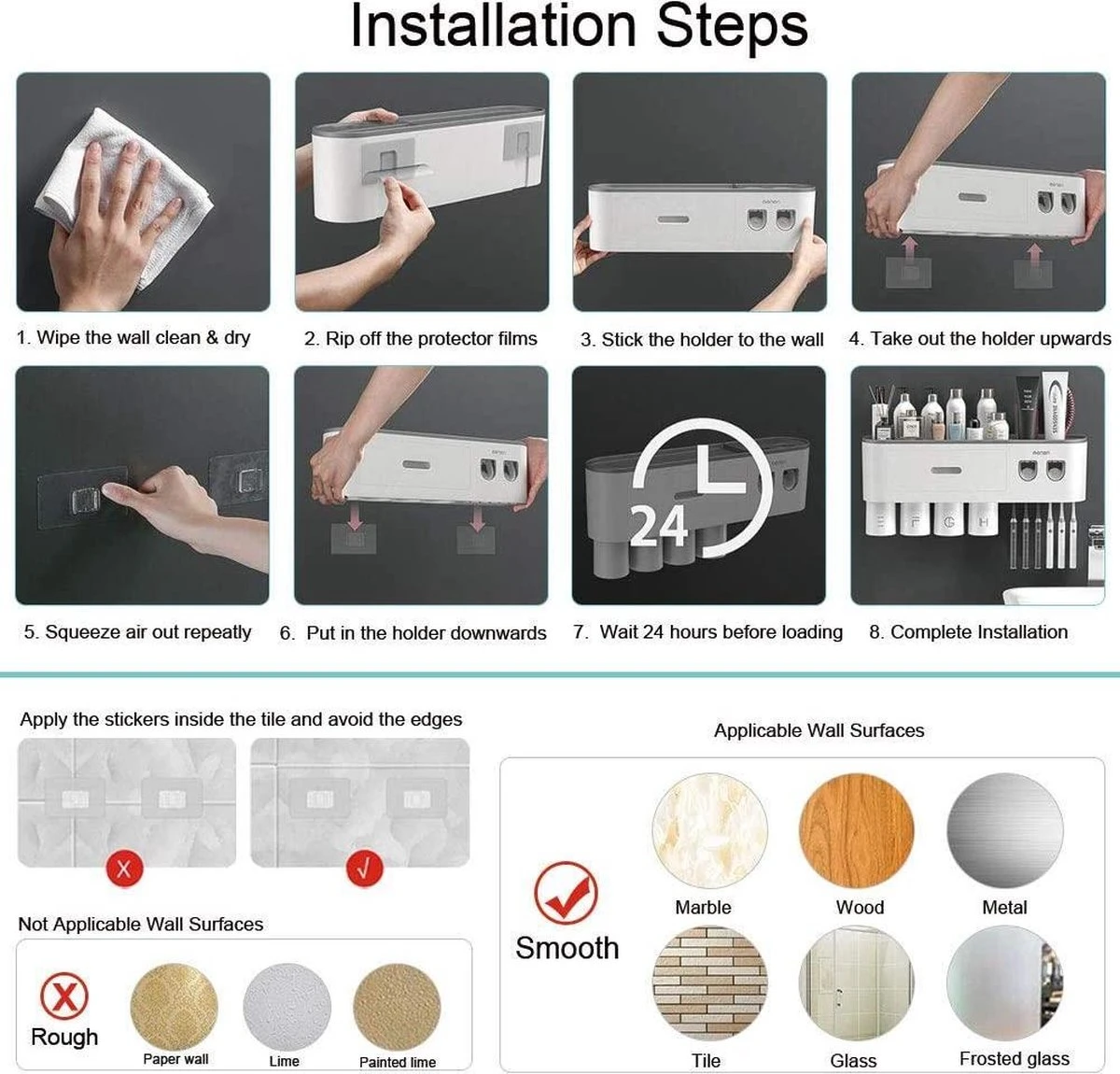 Tandenborstelhouder Badkamer - LB545 – Elektrische Tandenborstel Houder - Opbergbox - Tandenborstel - Automatische Tandpasta Knijper Dispenser - Badkamer Accessoires 3 Tandenborstelhouder Badkamer - LB545 – Elektrische Tandenborstel Houder - Opbergbox - Tandenborstel - Automatische Tandpasta Knijper Dispenser - Badkamer Accessoires - Afbeelding 3
