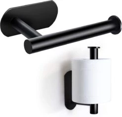 HGMD® WC Rolhouder Zelfklevend - Zwart - Toiletrolhouder Zwart - Toiletrolhouder Zonder Boren