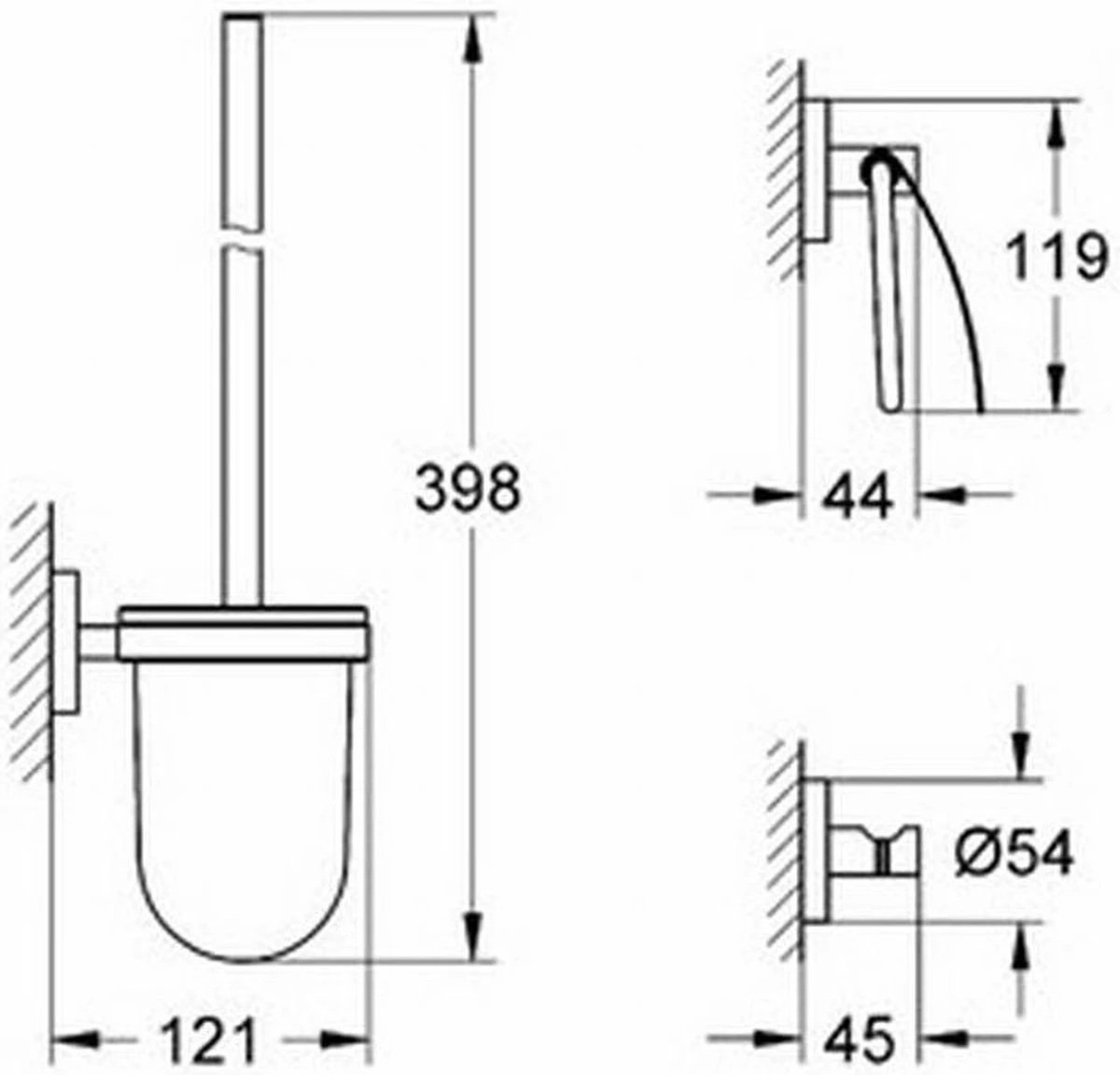 GROHE Essentials Accessoireset - Toiletrolhouder - Toiletborstelset - Haak 8 GROHE Essentials Accessoireset - Toiletrolhouder - Toiletborstelset - Haak - Afbeelding 8