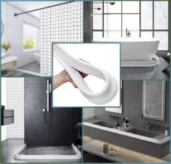 Merkloos Hoge Zelfklevende Waterkering Badkamer 100 Cm - Douchedorpel - Wateroverlast - Douchebak - Waterstopper - Sanitair Dorpel - Water - Douche - Badkamer - Schimmel Badkamer - Douche Kabine - Siliconen