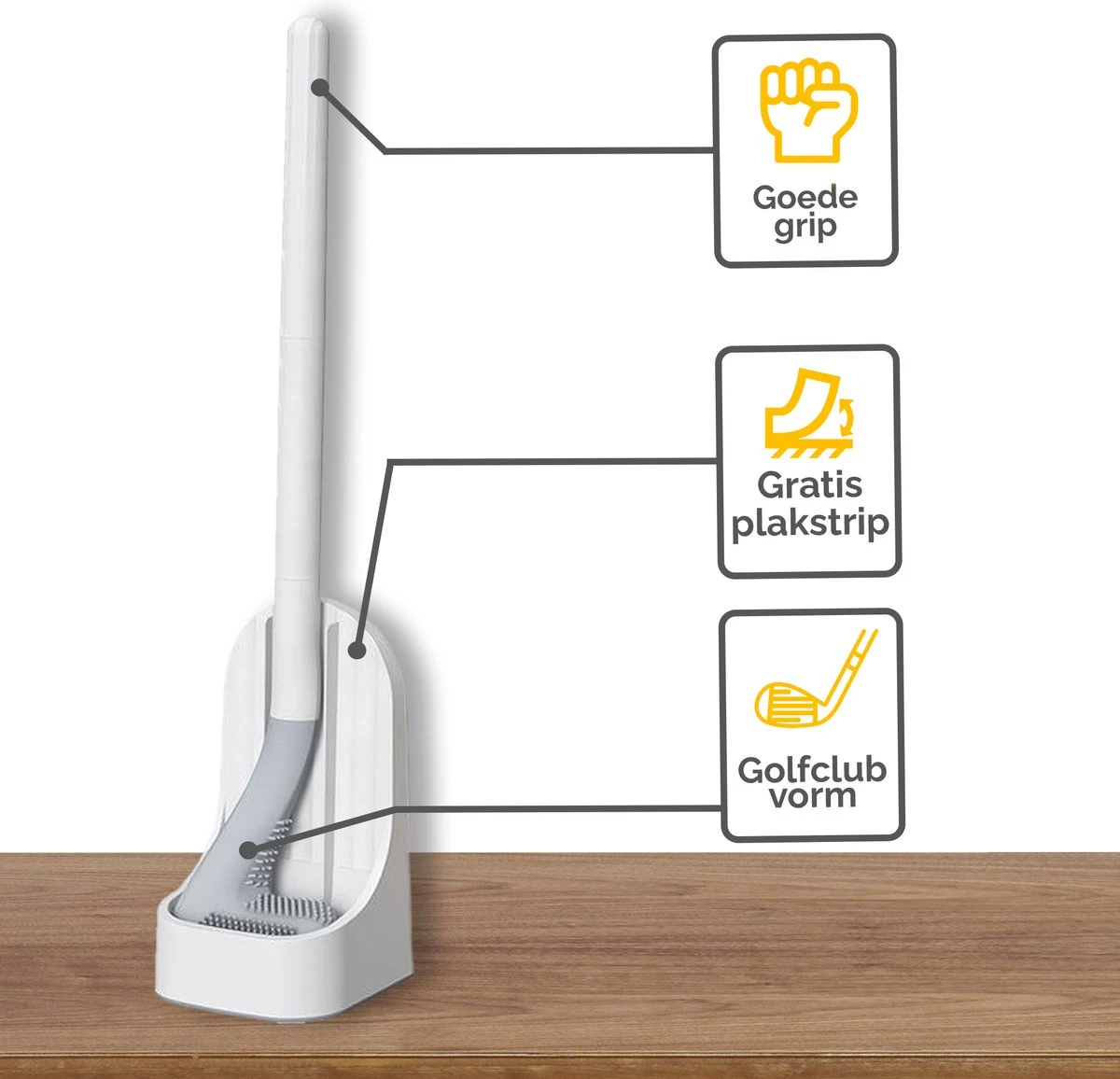 Bradey Toiletborstel Siliconen - WC Borstel Met Houder - Optimale Hygiëne - Golfclub-vorm - Komt In Alle Hoeken 5 Bradey Toiletborstel Siliconen - WC Borstel Met Houder - Optimale Hygiëne - Golfclub-vorm - Komt In Alle Hoeken - Afbeelding 5