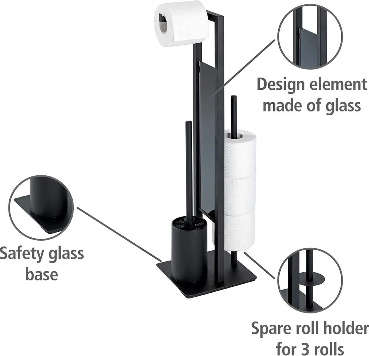 Merkloos Toiletgarnituur | Toiletborstelhouder | Toiletaccessoires | Zwart | Toiletbutler | WC Borstel | Staal 2 Merkloos Toiletgarnituur | Toiletborstelhouder | Toiletaccessoires | Zwart | Toiletbutler | WC Borstel | Staal - Afbeelding 2
