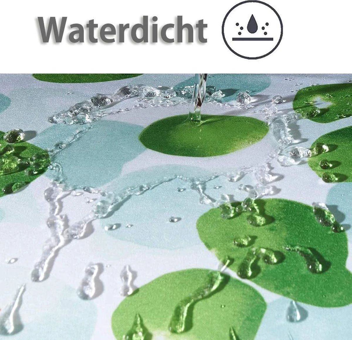 Douchegordijn 120x200 Cm (Small) - Met Ophangringen - Makkelijk Te Bevestigen - Waterdicht - Polyester - Sneldrogend En Anti Schimmel - Wasbaar En Duurzaam - Green Petals 2 Douchegordijn 120x200 Cm (Small) - Met Ophangringen - Makkelijk Te Bevestigen - Waterdicht - Polyester - Sneldrogend En Anti Schimmel - Wasbaar En Duurzaam - Green Petals - Afbeelding 2