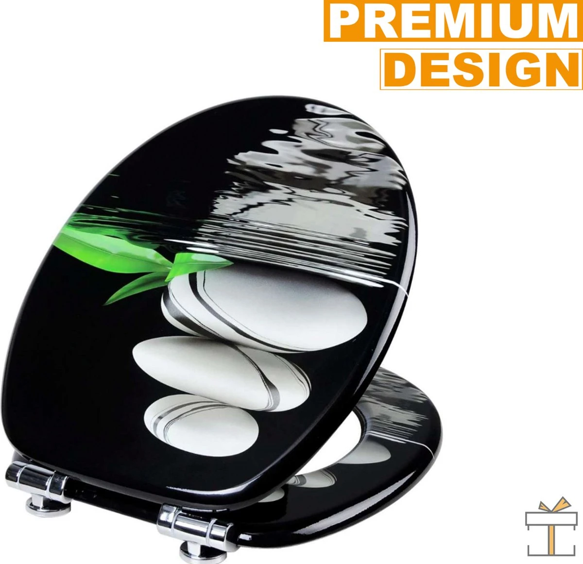 Happyment Antibacteriële Toiletbril - Met Softclose - Universeel - Toiletbrillen Met Kiezel Print - WC Bril - Toiletzitting 3 Happyment Antibacteriële Toiletbril - Met Softclose - Universeel - Toiletbrillen Met Kiezel Print - WC Bril - Toiletzitting - Afbeelding 3