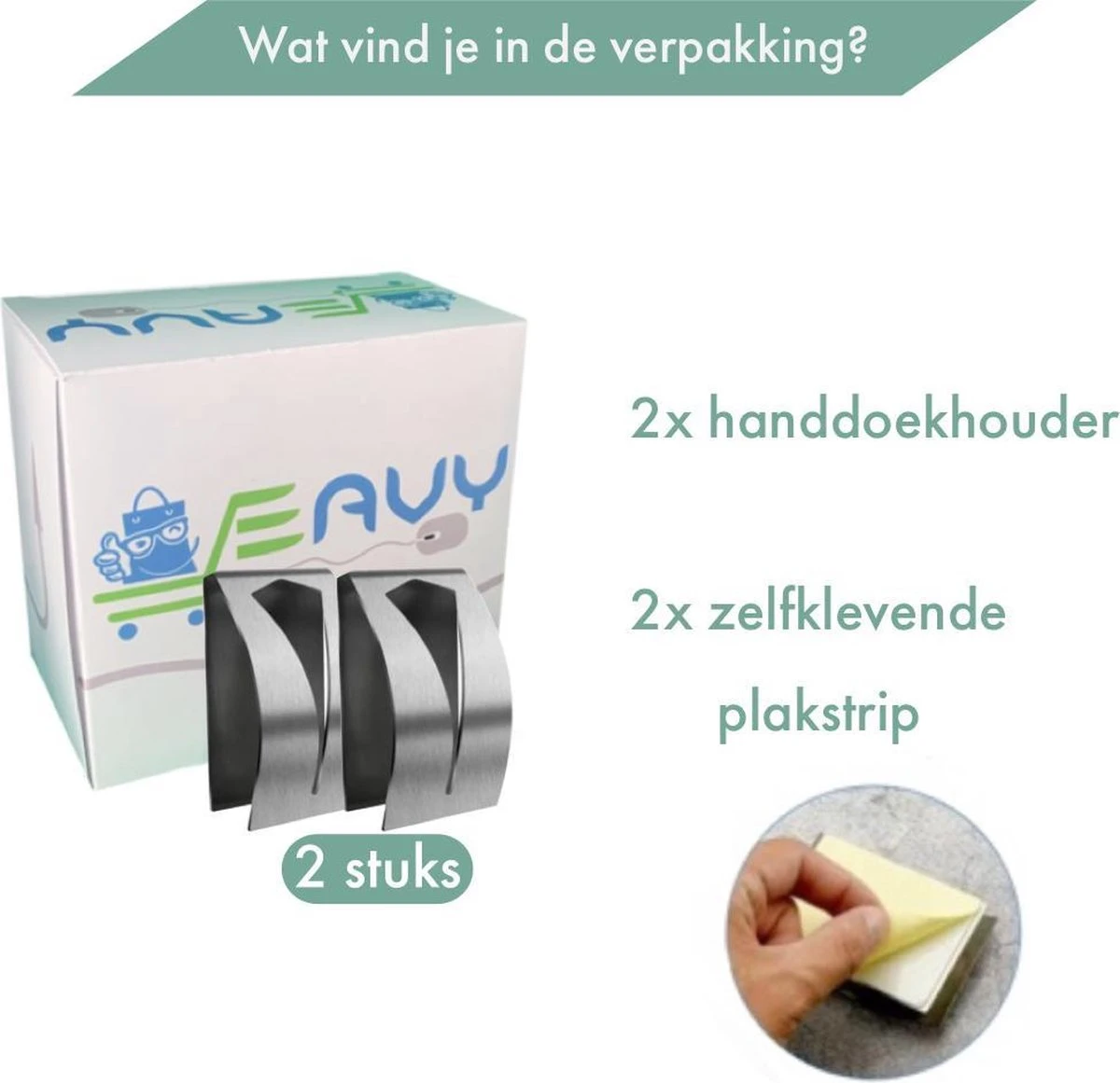 RVS Handdoekhouder 2 Stuks - Zelfklevend - Design Handdoek / Theedoek Klem - Handdoek Klem - Handdoek Haak 6 RVS Handdoekhouder 2 Stuks - Zelfklevend - Design Handdoek / Theedoek Klem - Handdoek Klem - Handdoek Haak - Afbeelding 6