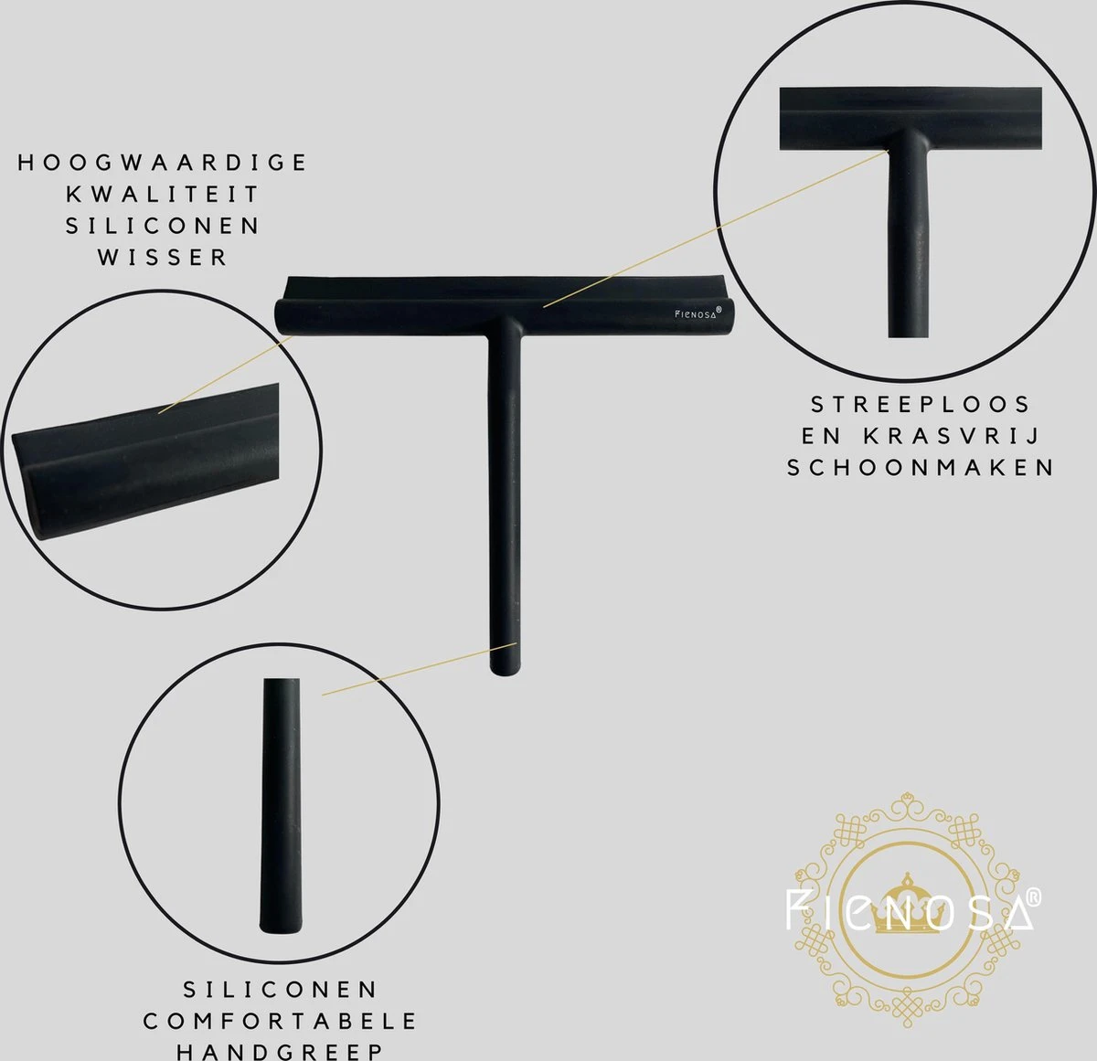 Fienosa Douchewisser Anti Kras Siliconen - Zachte Glashaak - Zwart 3 Fienosa Douchewisser Anti Kras Siliconen - Zachte Glashaak - Zwart - Afbeelding 3