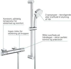 GROHE Grohtherm-1000 Performance Renovatieset - Met Thermostaatkraan, Koppelingen, Glijstang En Hoofddouche - CoolTouch - Chroom -Merkloos Verkoop 1200x1162 8