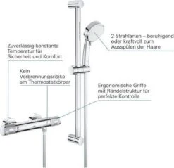 GROHE Grohtherm-1000 Performance Renovatieset - Met Thermostaatkraan, Koppelingen, Glijstang En Hoofddouche - CoolTouch - Chroom -Merkloos Verkoop 1200x1162 9