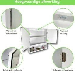 Spiegelkast - Spiegelkast Badkamer - Spiegel - Badkamerkast - Wit - B56 X D13 X H58 Cm -Merkloos Verkoop 1200x1163 10