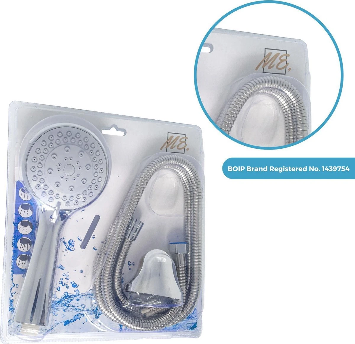 Douchekop Met Slang - Universeel - 5 Luxe Straalstanden - Chroom En RVS - Incl. Wandhouder 8 Douchekop Met Slang - Universeel - 5 Luxe Straalstanden - Chroom En RVS - Incl. Wandhouder - Afbeelding 8