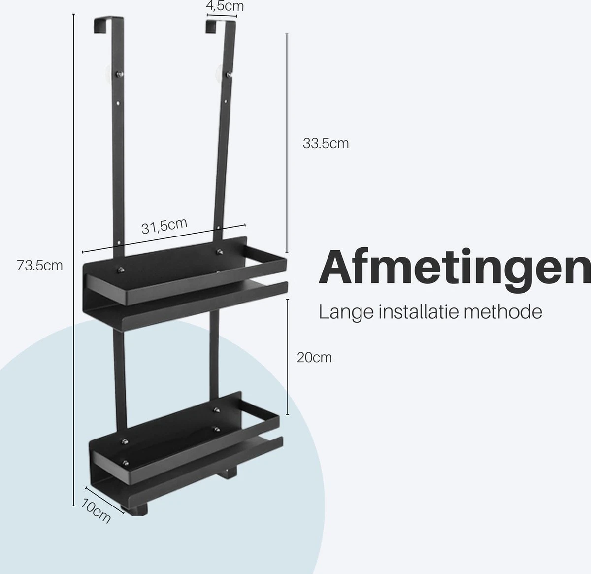 Doucherek Hangend - Ophangbaar Doucherek Matzwart - Twee Lagen - Badkamerrek - Doucherek Zonder Boren - 2 Laags - Badkamer Accessoires 9 Doucherek Hangend - Ophangbaar Doucherek Matzwart - Twee Lagen - Badkamerrek - Doucherek Zonder Boren - 2 Laags - Badkamer Accessoires - Afbeelding 9