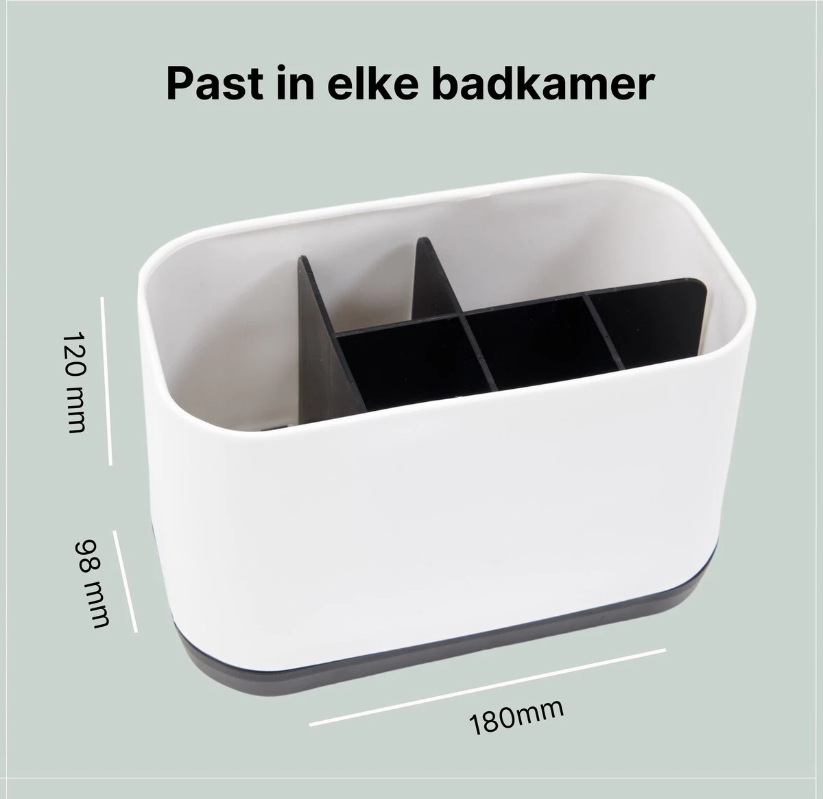 Merkloos Tandenborstelhouder Vrijstaand - Badkamer Organizer Met Lekbak - Badkamer Accessoires - 6 Sorteervakken - Tandenborstel - Wit Met Zwart 5 Merkloos Tandenborstelhouder Vrijstaand - Badkamer Organizer Met Lekbak - Badkamer Accessoires - 6 Sorteervakken - Tandenborstel - Wit Met Zwart - Afbeelding 5