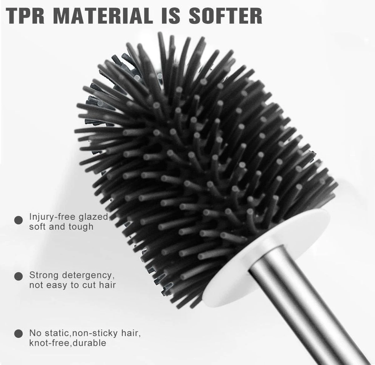 Fleau Luxe WC Borstel Met Houder - Siliconen Toiletborstel - Hygiënisch & Antibacterieel - Vrijstaand Of Hangend - Wit 4 Fleau Luxe WC Borstel Met Houder - Siliconen Toiletborstel - Hygiënisch & Antibacterieel - Vrijstaand Of Hangend - Wit - Afbeelding 4