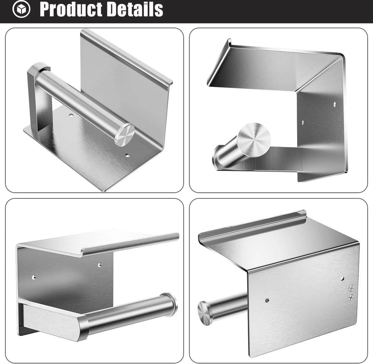 BOTC Toiletrolhouder Met Handdoekhaakjes - Toiletrolhouder - Toiletrolhouder - Zelfklevend / Boren / Zonder Boren - RVS - Zliver 2 BOTC Toiletrolhouder Met Handdoekhaakjes - Toiletrolhouder - Toiletrolhouder - Zelfklevend / Boren / Zonder Boren - RVS - Zliver - Afbeelding 2