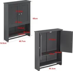 Badkamerkast Steyr Voor Wandmontage 65x48,7x14,5 Cm Donkergrijs 9 Badkamerkast Steyr Voor Wandmontage 65x48,7x14,5 Cm Donkergrijs -Merkloos Verkoop 1200x1171 12