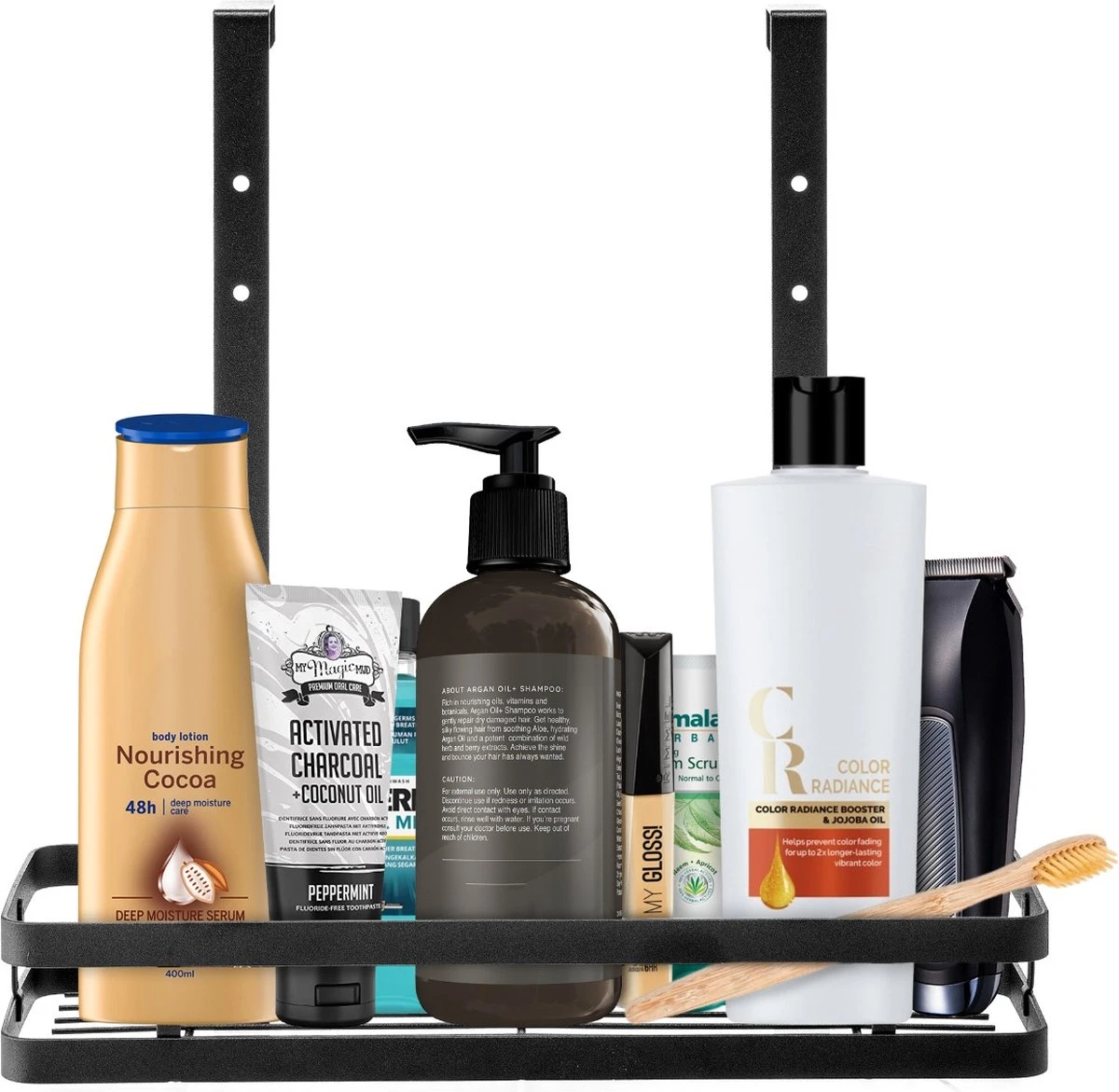 Doucherek Aan Douchewand - Zwart - Doucherekje Hangend - Zonder Boren 1 Doucherek Aan Douchewand - Zwart - Doucherekje Hangend - Zonder Boren