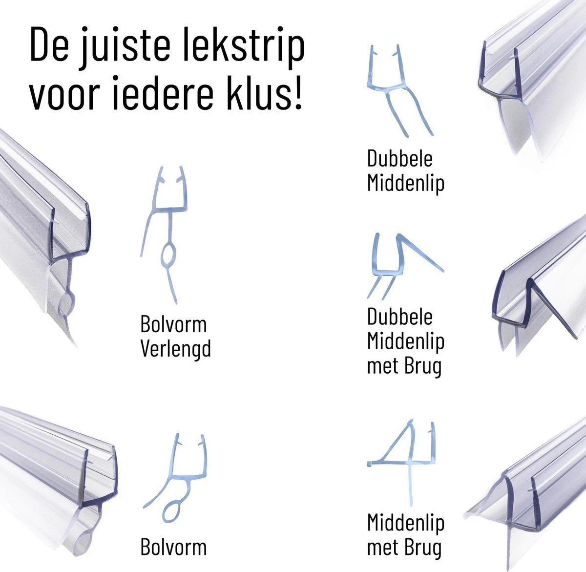 Simple Fix Lekstrip - Douchestrip - Waterkering - 80CM Lang - 6MM Glasdikte - Lekdorpel & Dubbele Middenlip 5 Simple Fix Lekstrip - Douchestrip - Waterkering - 80CM Lang - 6MM Glasdikte - Lekdorpel & Dubbele Middenlip - Afbeelding 5