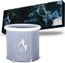 Zitbad Voor Volwassenen - Bath Bucket - Ijsbad - Ice Bath - Inklapbaar Bad - Wim Hof Methode - Opblaasbaarbad - Inclusief Voetpomp - Inclusief Ingebouwd Zitkussen - Grijs