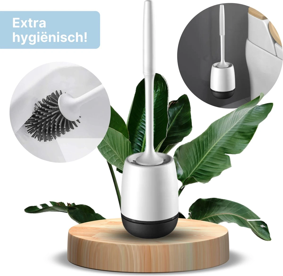 Merkloos Toiletborstel Siliconen Met Houder - Luxe WC Borstel - Vrijstaand Of Hangend - Antibacteriële Borstel Zonder Krassen - Sneldrogend - Wit Met Zwart 1 Merkloos Toiletborstel Siliconen Met Houder - Luxe WC Borstel - Vrijstaand Of Hangend - Antibacteriële Borstel Zonder Krassen - Sneldrogend - Wit Met Zwart