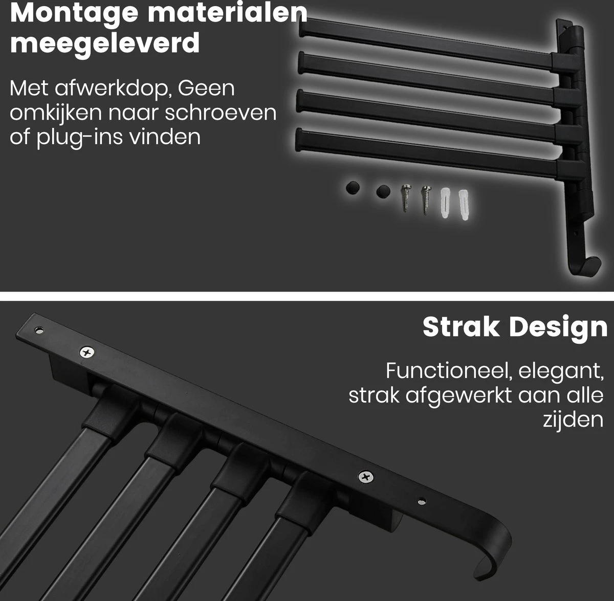 Tolussa Handdoekrek Badkamer Zwart - 38 CM - Handdoekhouder Zwart - Handdoekenrek Badkamer - Draaibaar 12 Tolussa Handdoekrek Badkamer Zwart - 38 CM - Handdoekhouder Zwart - Handdoekenrek Badkamer - Draaibaar - Afbeelding 12