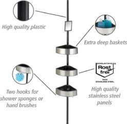 WENKO Telescopisch Doucherek Big Black 3-laags Met Spiegel Zilver/zwart - Bevestigen Zonder Boren 28 WENKO Telescopisch Doucherek Big Black 3-laags Met Spiegel Zilver/zwart - Bevestigen Zonder Boren -Merkloos Verkoop 1200x1176 2