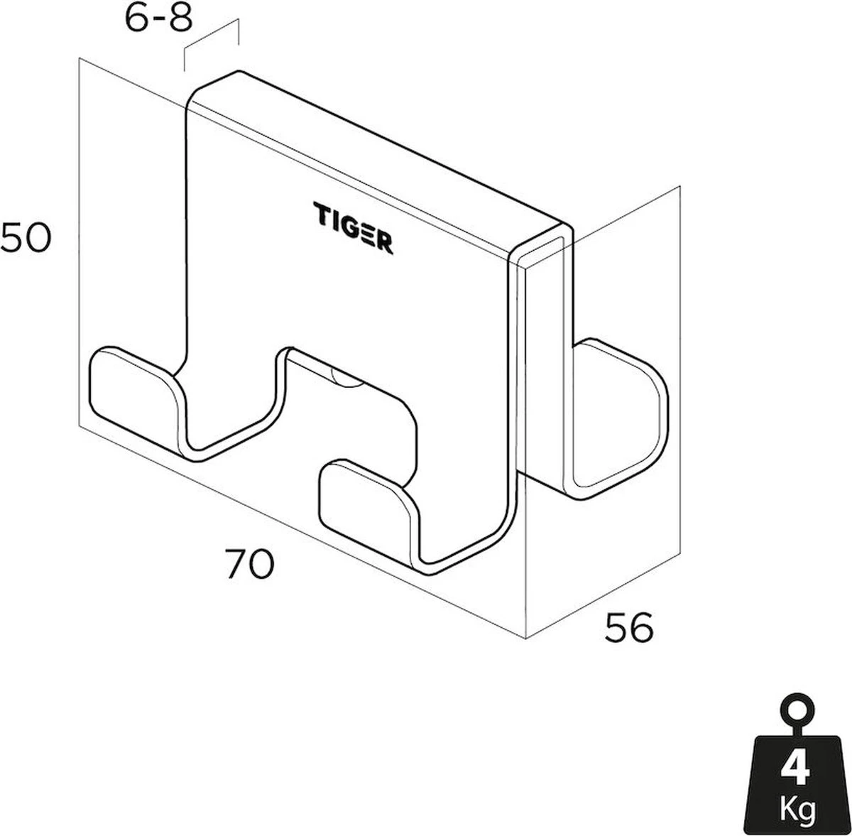 Tiger Caddy - Handdoekhaak Voor Douchecabine - Glaspaneel Dikte 6-8 Mm - 3,5 X 7 X 5 Cm - Dubbel - Zwart 2 Tiger Caddy - Handdoekhaak Voor Douchecabine - Glaspaneel Dikte 6-8 Mm - 3,5 X 7 X 5 Cm - Dubbel - Zwart - Afbeelding 2