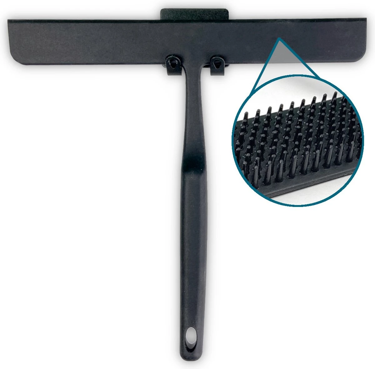 Vannons - Douchewisser Zwart - Douche Trekker Met Zelfklevende Ophanghaak - Met Borstel - Siliconen - Zwart 1 Vannons - Douchewisser Zwart - Douche Trekker Met Zelfklevende Ophanghaak - Met Borstel - Siliconen - Zwart