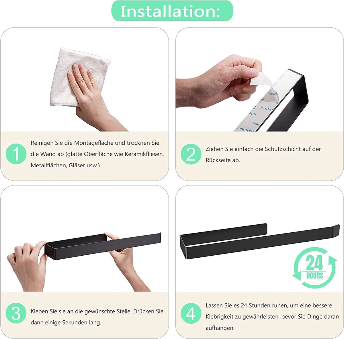 Ankaflex Handdoekrek | 36 Cm | Zelfklevend | Zonder Boren | Handdoekstang | Doucherek | Handdoekhouder | 6 Ankaflex Handdoekrek | 36 Cm | Zelfklevend | Zonder Boren | Handdoekstang | Doucherek | Handdoekhouder | - Afbeelding 6