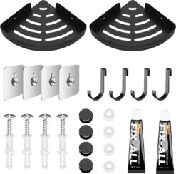 Doucherek 2 Stuks - Douchemand - Hangend Hoek - Telescopisch - Zonder Boren - Zwart - RVS 13 Doucherek 2 Stuks - Douchemand - Hangend Hoek - Telescopisch - Zonder Boren - Zwart - RVS -Merkloos Verkoop 1200x1186 2