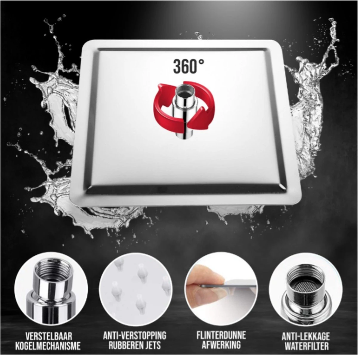 Merkloos Regendouchekop Deluxe | ø 35 Cm | Douchekop Met Slang En Houder | Douchekop | Doucheslang | Douchekophouder | Complete Doucheset | Roestvrij Staal | 360° Draaibaar | Badkamer Accessoires | Elite Pure Chrome Collection 2022 8 Merkloos Regendouchekop Deluxe | ø 35 Cm | Douchekop Met Slang En Houder | Douchekop | Doucheslang | Douchekophouder | Complete Doucheset | Roestvrij Staal | 360° Draaibaar | Badkamer Accessoires | Elite Pure Chrome Collection 2022 - Afbeelding 8