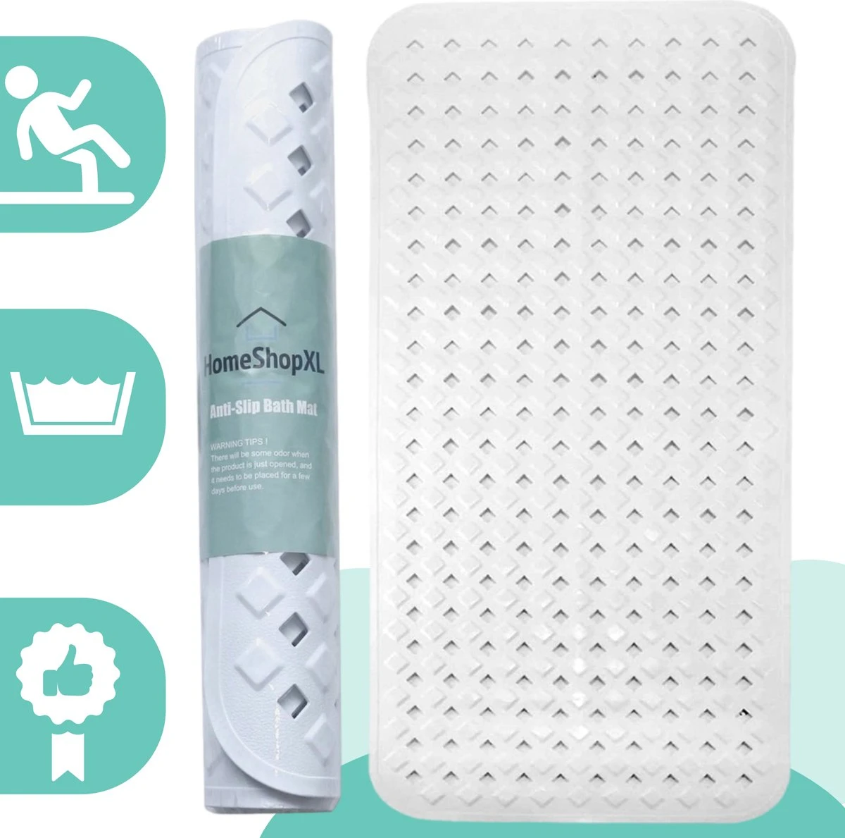 The Original - Douchemat Antislip - Wit - 88x40cm - Antislipmat Badmat Voor Bad & Douche - Anti Slip Mat Met Zuignappen 1 The Original - Douchemat Antislip - Wit - 88x40cm - Antislipmat Badmat Voor Bad & Douche - Anti Slip Mat Met Zuignappen