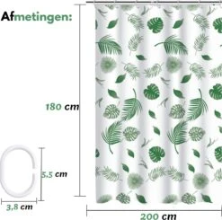 VAIVE Douchegordijn Groen 180x200 - Anti Schimmel - Douchegordijnen - Ringen 10 VAIVE Douchegordijn Groen 180x200 - Anti Schimmel - Douchegordijnen - Ringen -Merkloos Verkoop 1200x1190 6