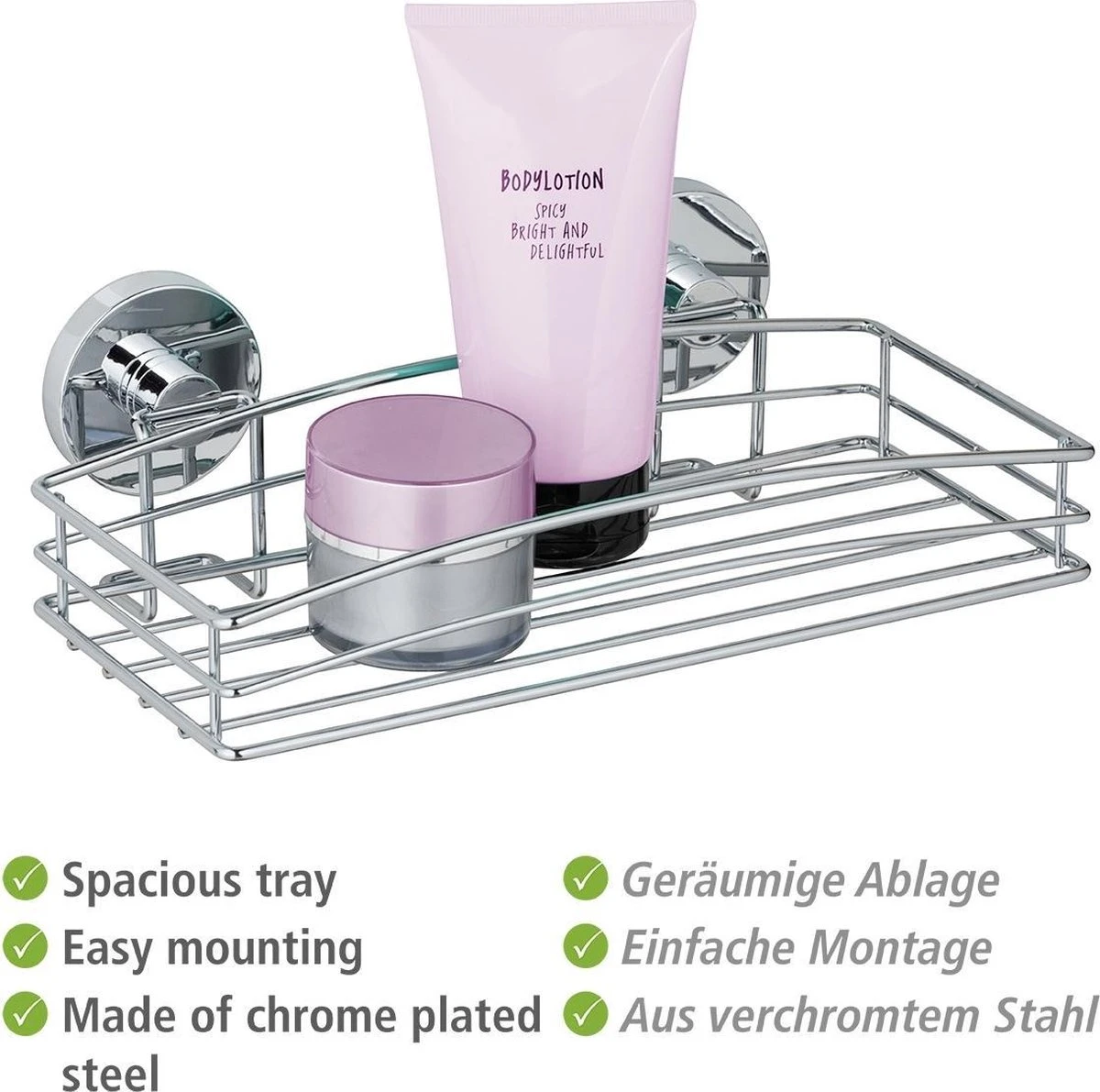 WENKO Vacuum-Loc Doucherek Chroom - Bevestigen Zonder Boren 3 WENKO Vacuum-Loc Doucherek Chroom - Bevestigen Zonder Boren - Afbeelding 3