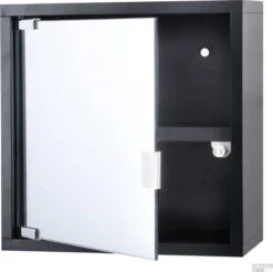 Differnz Spiegelkastje - Badkamerkast - Medicijnkastje - Kubuskast - Spiegelkast - Zwart - 30 X 30 X 12 Cm
