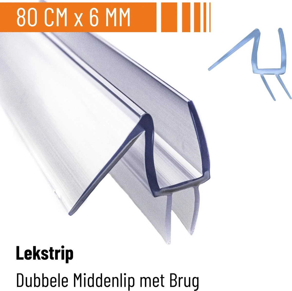 Simple Fix Lekstrip - Douchestrip - Waterkering - 80CM Lang - 6MM Glasdikte - Lekdorpel & Dubbele Middenlip 1 Simple Fix Lekstrip - Douchestrip - Waterkering - 80CM Lang - 6MM Glasdikte - Lekdorpel & Dubbele Middenlip