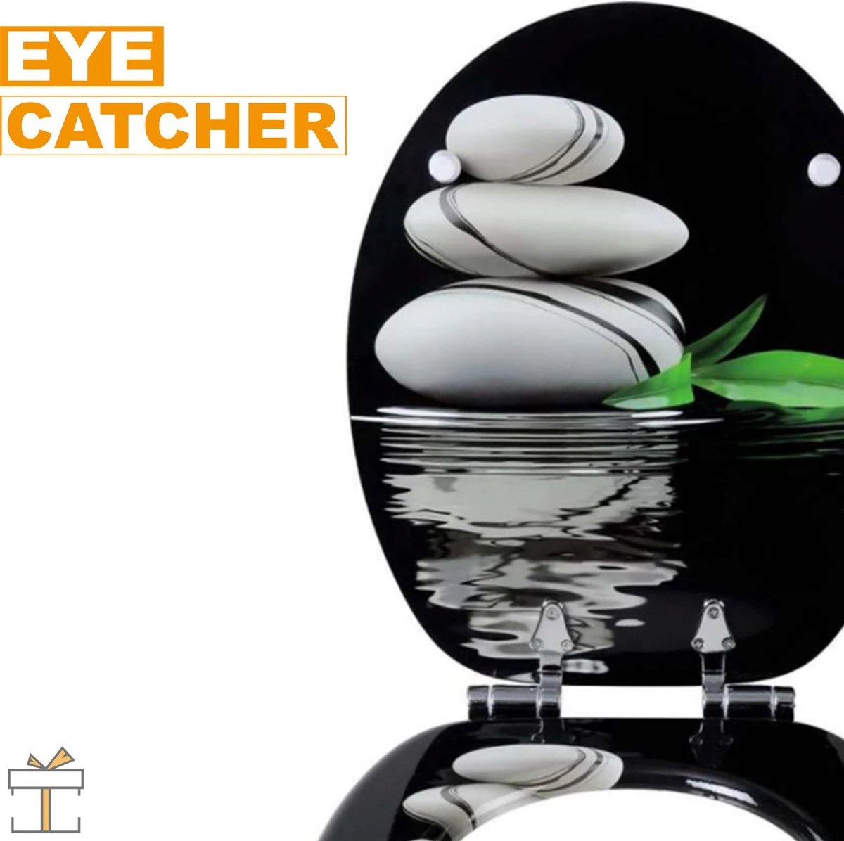 Happyment Antibacteriële Toiletbril - Met Softclose - Universeel - Toiletbrillen Met Kiezel Print - WC Bril - Toiletzitting 2 Happyment Antibacteriële Toiletbril - Met Softclose - Universeel - Toiletbrillen Met Kiezel Print - WC Bril - Toiletzitting - Afbeelding 2