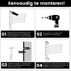 Tolussa Handdoekrek Badkamer Zwart - 30 CM - Handdoekhouder Zwart - Handdoekenrek Badkamer - Draaibaar -Merkloos Verkoop 1200x1196 3