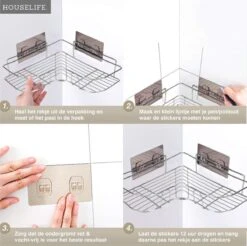 Doucherek Zonder Boren - RVS - Zelfklevend Doucherekje - Hangend – Hoek – Inclusief 2 Muurstickers 16 Doucherek Zonder Boren - RVS - Zelfklevend Doucherekje - Hangend – Hoek – Inclusief 2 Muurstickers -Merkloos Verkoop 1200x1196 6