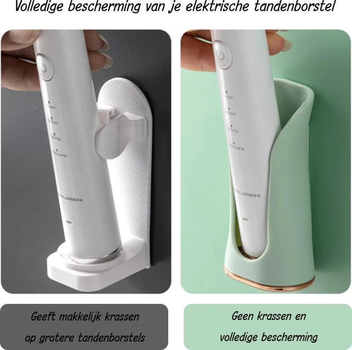 Happy Goodz Houder - Elektrische Tandenborstelhouder - GRIJS 1 Stuk - Flexibele Siliconen - Hangend Aan De Muur Zonder Boren - Geschikt Voor Oral-b & Philips Sonicare - Toothbrush Holder 6 Happy Goodz Houder - Elektrische Tandenborstelhouder - GRIJS 1 Stuk - Flexibele Siliconen - Hangend Aan De Muur Zonder Boren - Geschikt Voor Oral-b & Philips Sonicare - Toothbrush Holder - Afbeelding 6