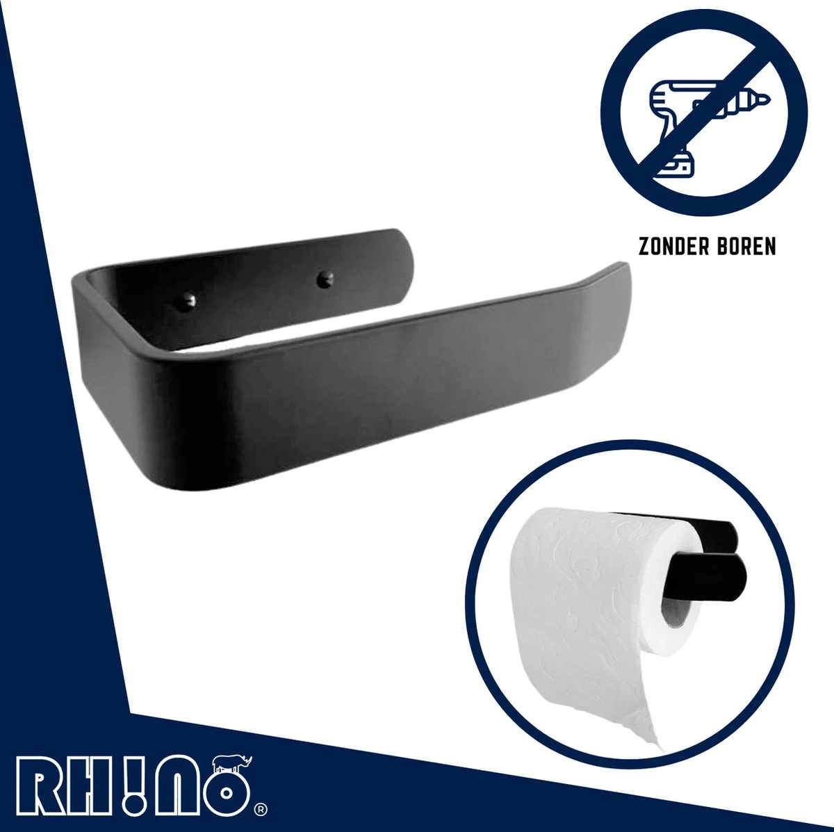 Toiletrolhouder Zonder Boren | RVS Zwart | Rh!no | Wc Rolhouder | Badkamer Accesoires | Closetrolhouder | Mat Zwart |Zelfklevend 1 Toiletrolhouder Zonder Boren | RVS Zwart | Rh!no | Wc Rolhouder | Badkamer Accesoires | Closetrolhouder | Mat Zwart |Zelfklevend