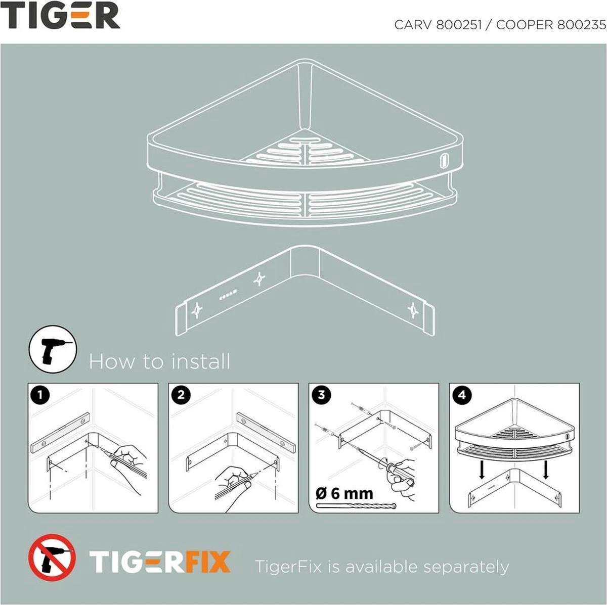 Tiger Carv - Douchemand Hoek 21 Cm - Zwart 6 Tiger Carv - Douchemand Hoek 21 Cm - Zwart - Afbeelding 6